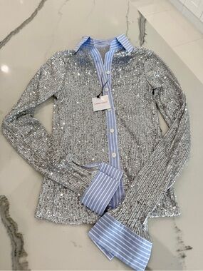 Hand Over Ex-Boyfriend Sequin Button Down Shirt